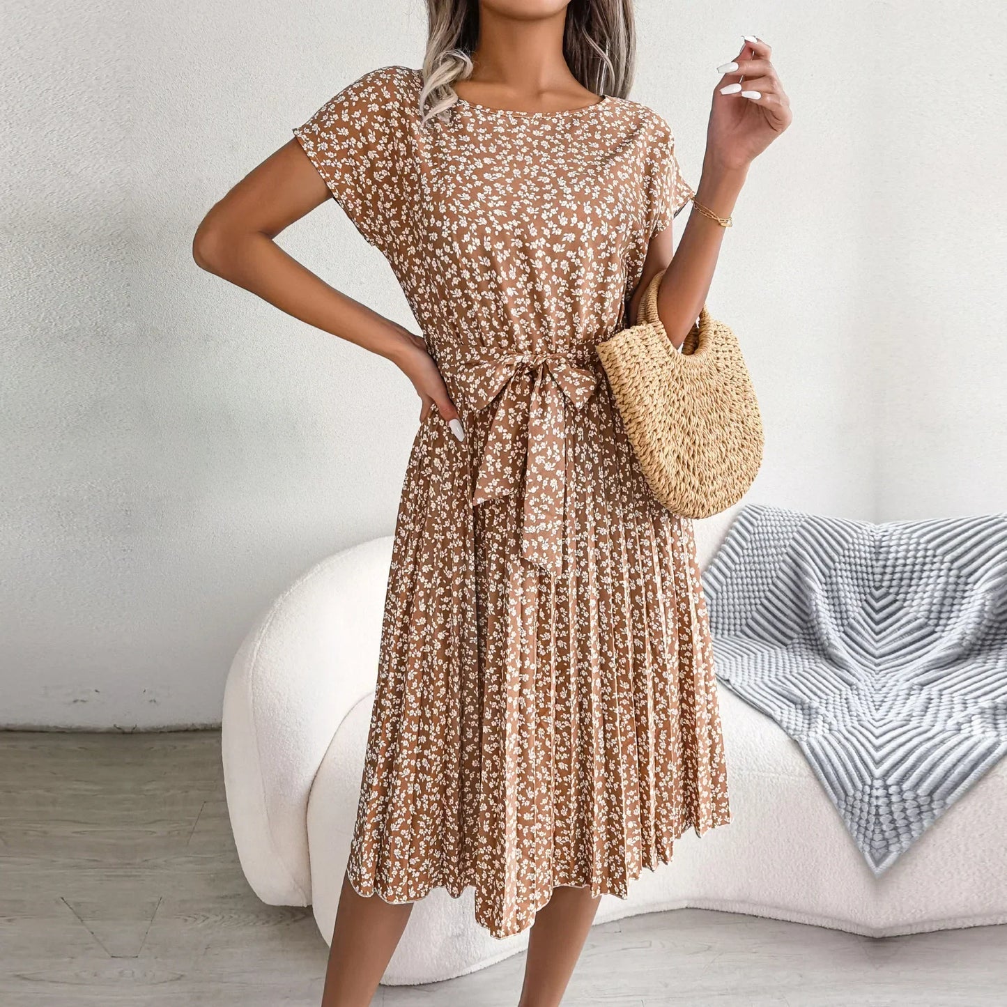 ANELE - FLORAL PLEATED DRESS